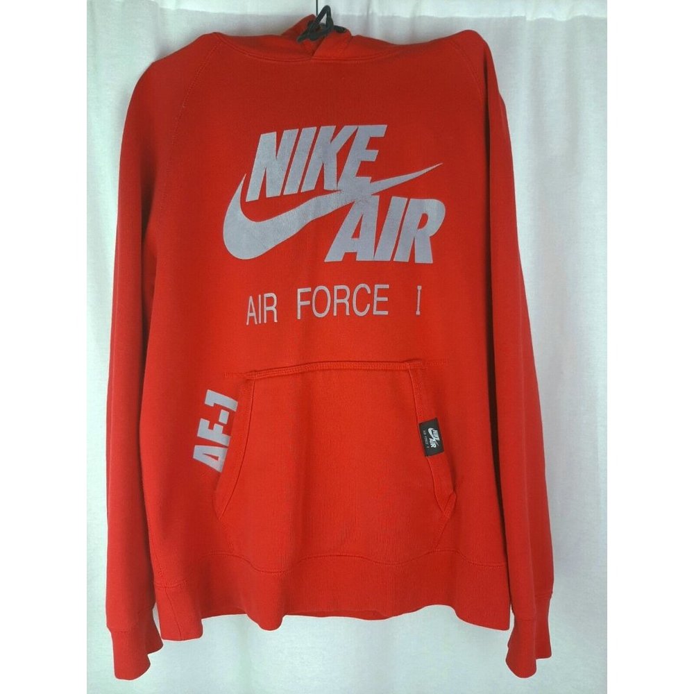 Vintage NIKE AIR / AIR FORCE 1 / AF-1 Red Hoodie Sweatshirt Size M Reflective